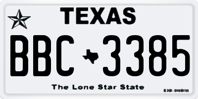 TX license plate BBC3385