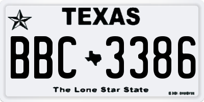 TX license plate BBC3386