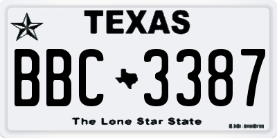 TX license plate BBC3387