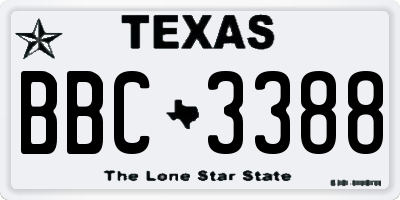 TX license plate BBC3388
