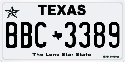 TX license plate BBC3389