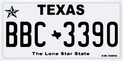 TX license plate BBC3390