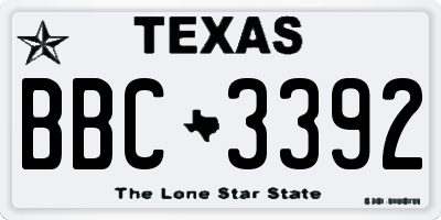 TX license plate BBC3392