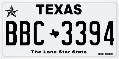 TX license plate BBC3394