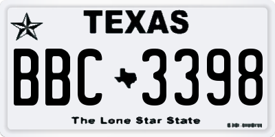 TX license plate BBC3398