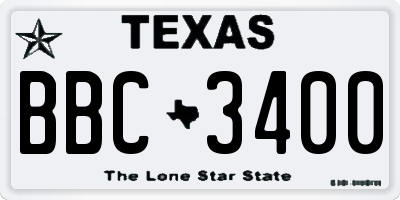 TX license plate BBC3400