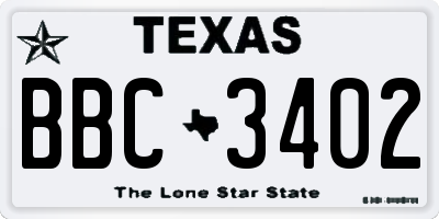 TX license plate BBC3402
