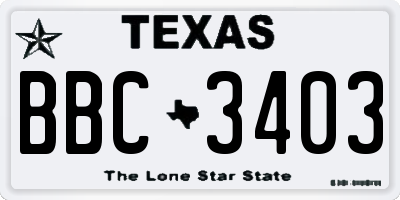 TX license plate BBC3403