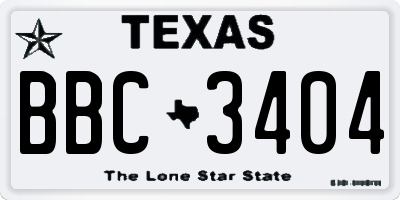 TX license plate BBC3404