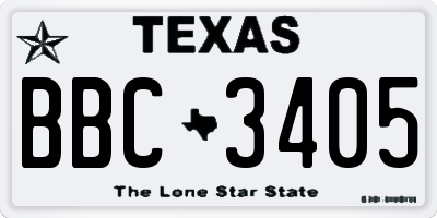 TX license plate BBC3405