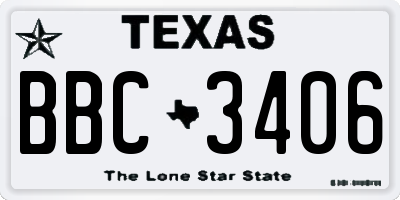TX license plate BBC3406