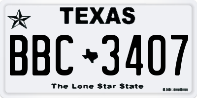 TX license plate BBC3407