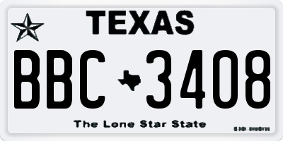 TX license plate BBC3408