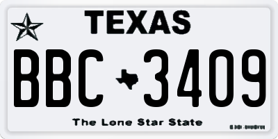 TX license plate BBC3409