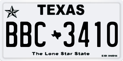 TX license plate BBC3410