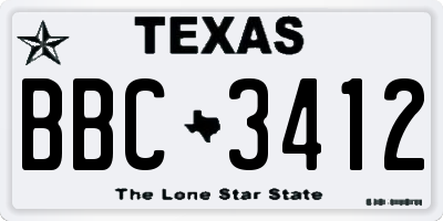 TX license plate BBC3412