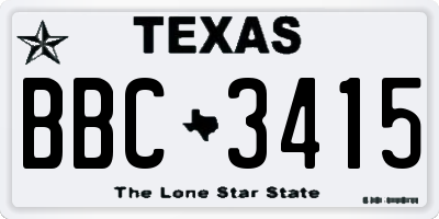 TX license plate BBC3415