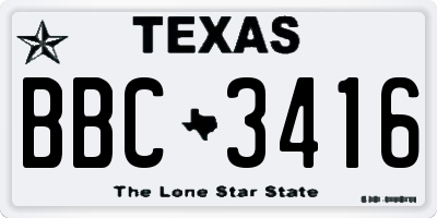 TX license plate BBC3416