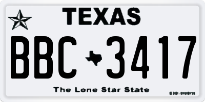TX license plate BBC3417