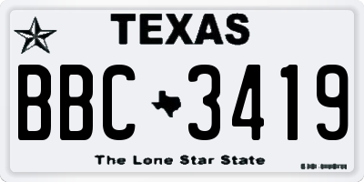TX license plate BBC3419