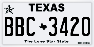 TX license plate BBC3420