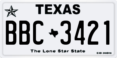 TX license plate BBC3421