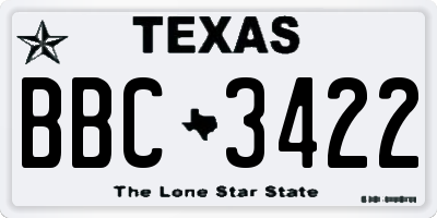 TX license plate BBC3422