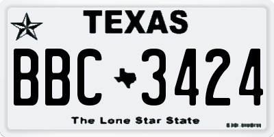 TX license plate BBC3424