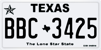 TX license plate BBC3425