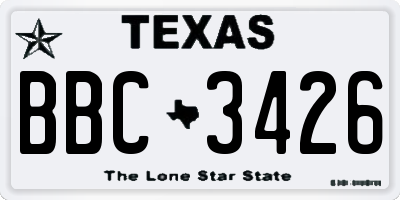 TX license plate BBC3426
