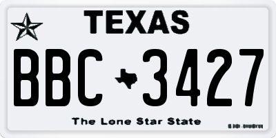 TX license plate BBC3427