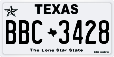 TX license plate BBC3428