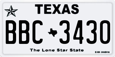 TX license plate BBC3430