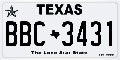 TX license plate BBC3431