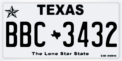 TX license plate BBC3432