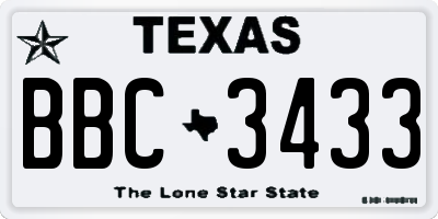 TX license plate BBC3433
