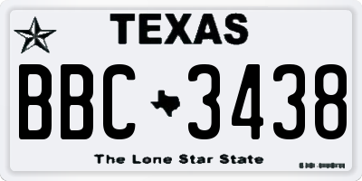 TX license plate BBC3438