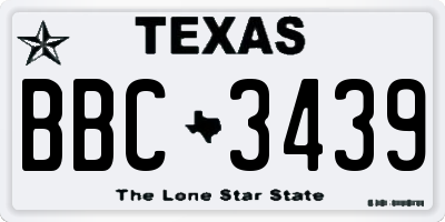 TX license plate BBC3439