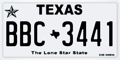 TX license plate BBC3441