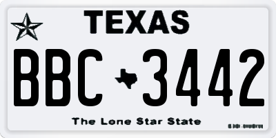 TX license plate BBC3442