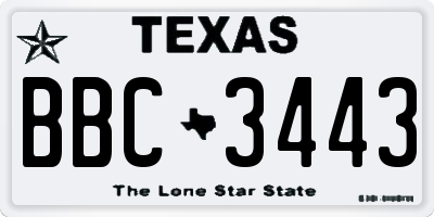 TX license plate BBC3443