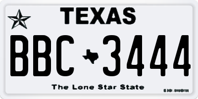 TX license plate BBC3444