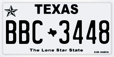 TX license plate BBC3448