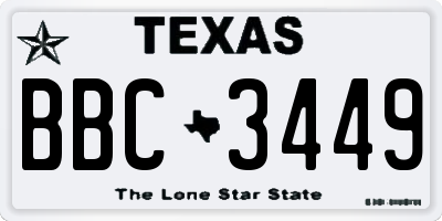TX license plate BBC3449