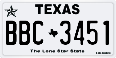 TX license plate BBC3451