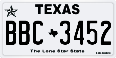 TX license plate BBC3452