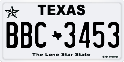 TX license plate BBC3453