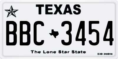 TX license plate BBC3454