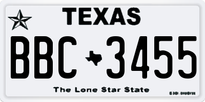 TX license plate BBC3455
