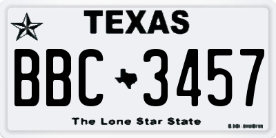 TX license plate BBC3457